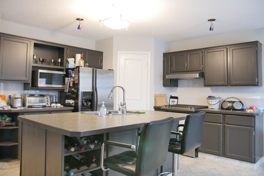 Stylish dark grey painted kitchen Calgary