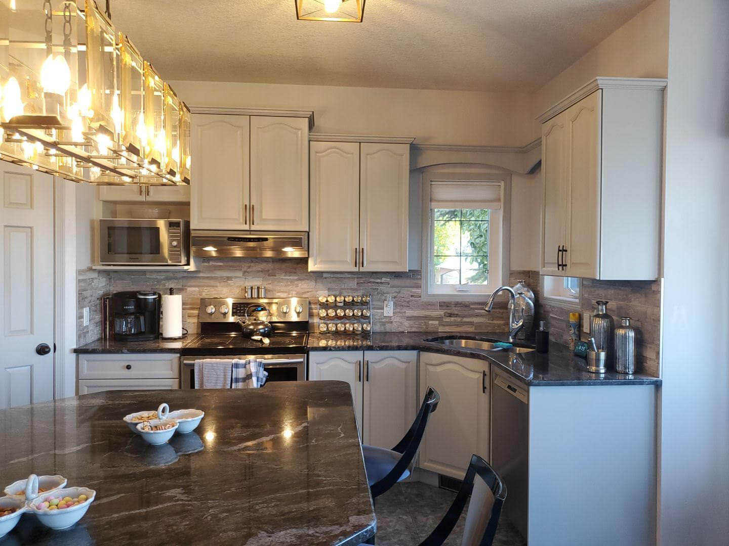 Light grey cabinets after painting