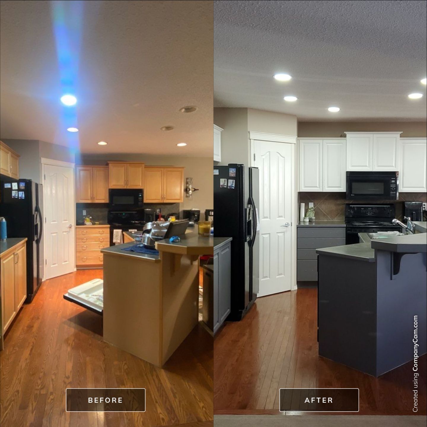 Maple Cabinets Painted White and Grey after 10