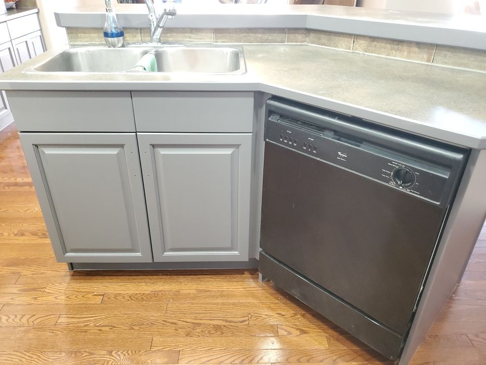 Maple Cabinets Painted White and Grey after 5