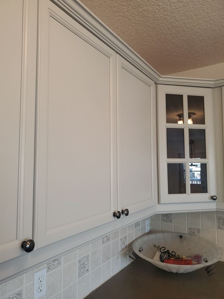 Orange Oak Cabinets Painted Two Tone after 6