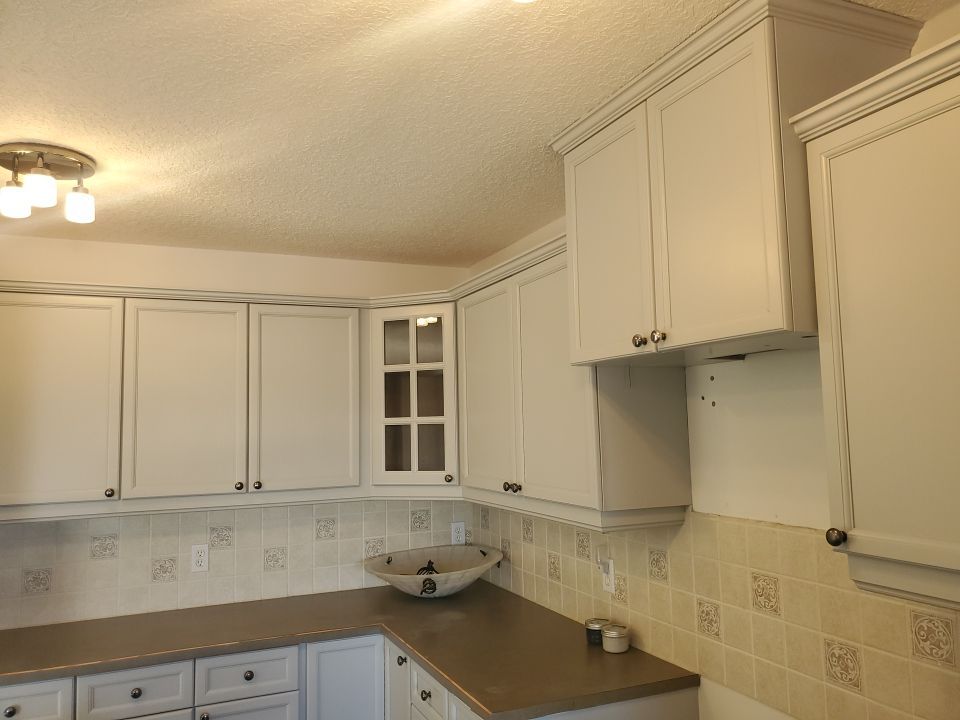 Orange Oak Cabinets Painted Two Tone after 8