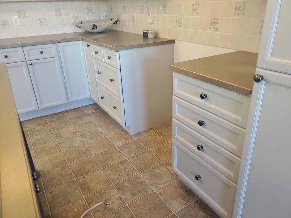 Orange Oak Cabinets Painted Two Tone after 7