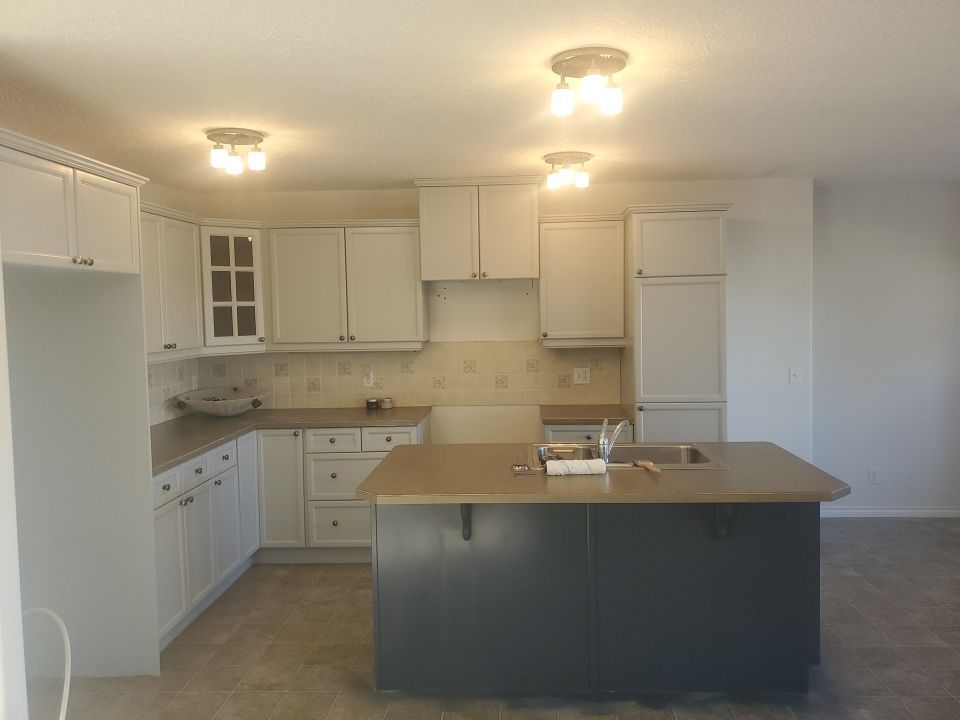 Orange Oak Cabinets Painted Two Tone after 2