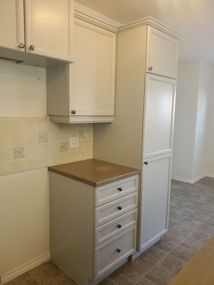 Orange Oak Cabinets Painted Two Tone after 9