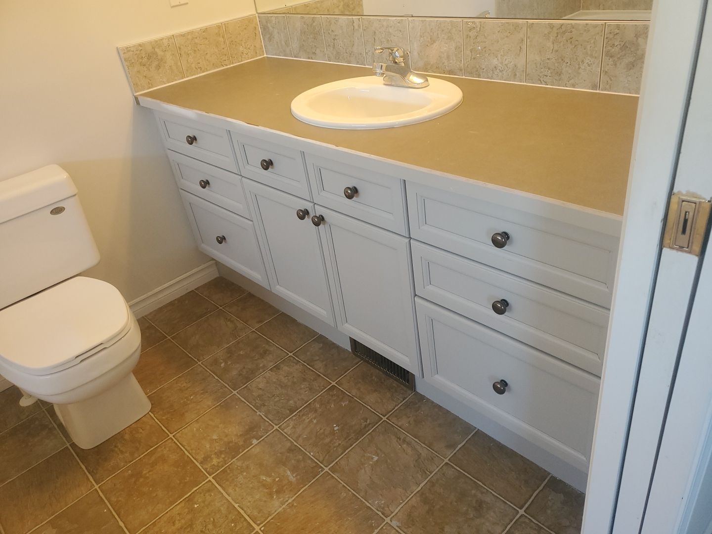 Orange Oak Cabinets Painted Two Tone after 17