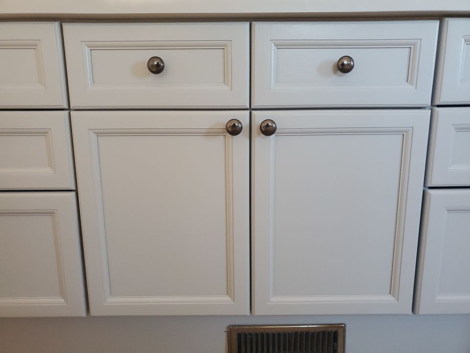 Orange Oak Cabinets Painted Two Tone after 14