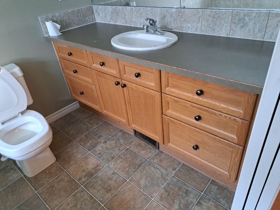 Orange Oak Cabinets Painted Two Tone before 6