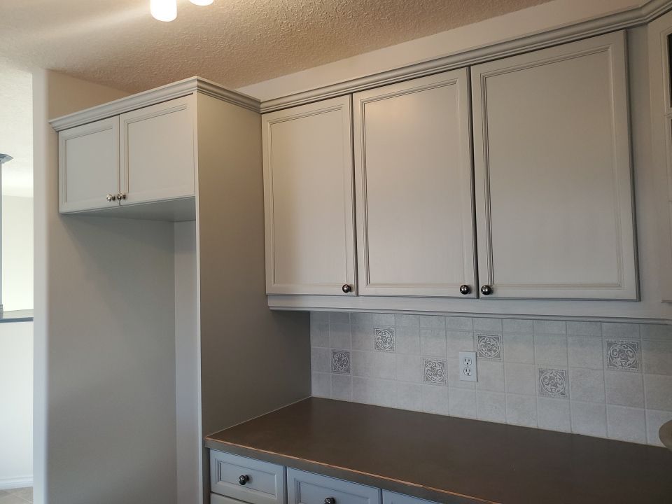 Orange Oak Cabinets Painted Two Tone after 10